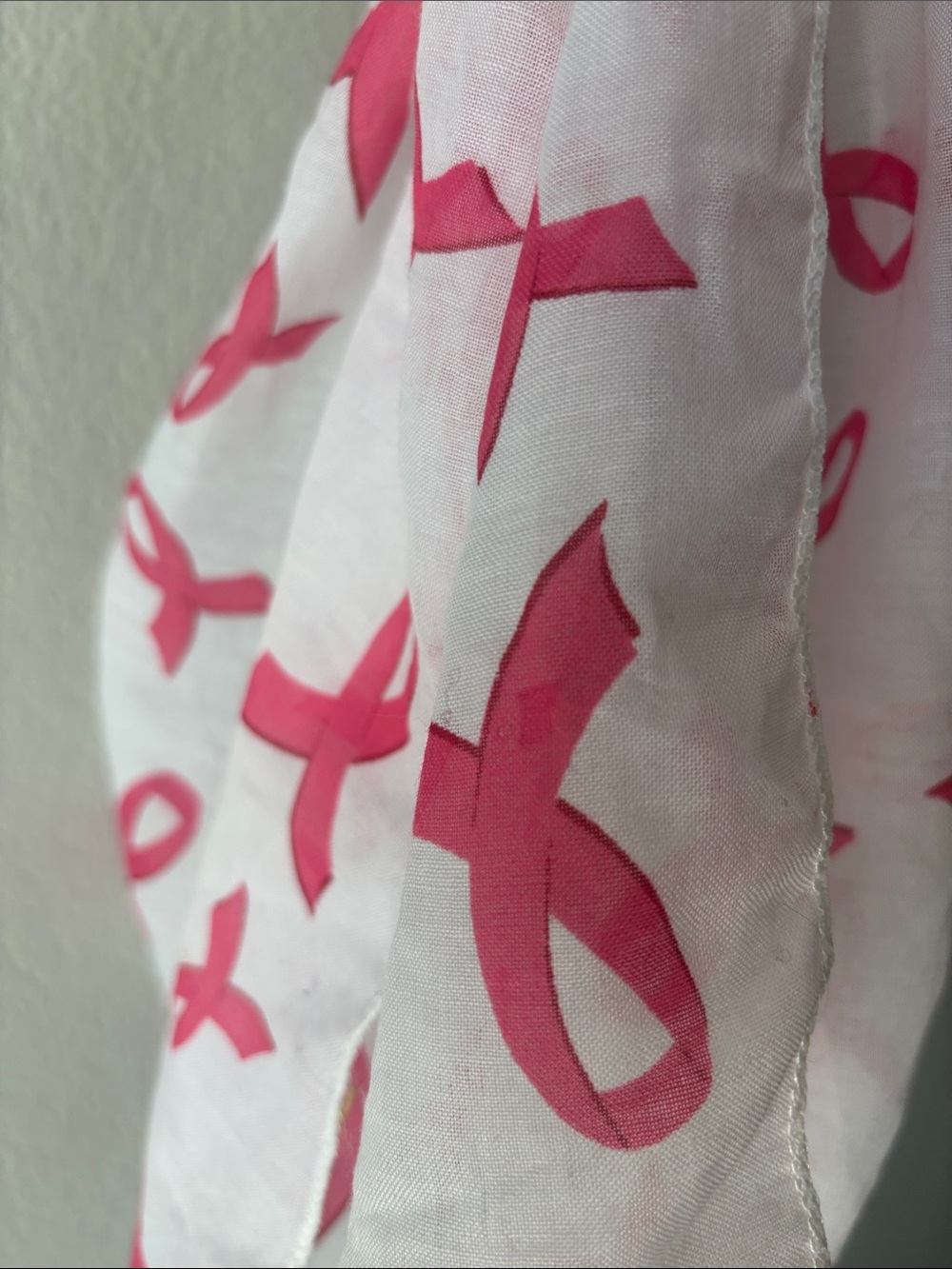 Cancer Pink Ribbon Print Scarf - Picture 3 of 4